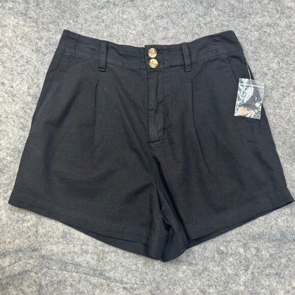 LC Lauren Conrad Pants - Lauren Conrad Shorts Womens Size 6 Black High Rise Chino Pleated Pockets NEW $36